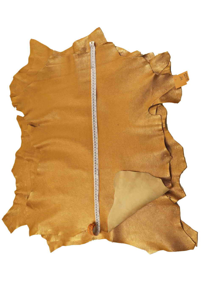Dark GOLD metallic goatskin, GRAINY...