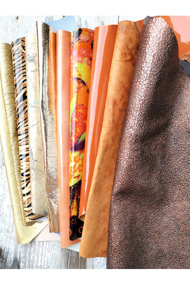 10 Ritagli di pellami unici...