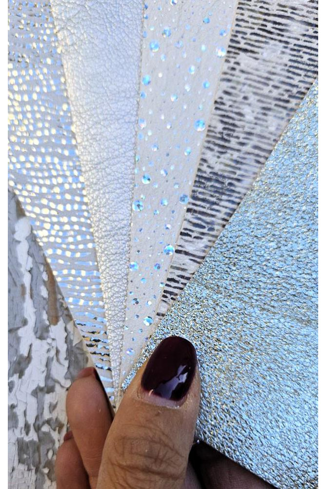 5 Selected leather scraps,SILVER,...