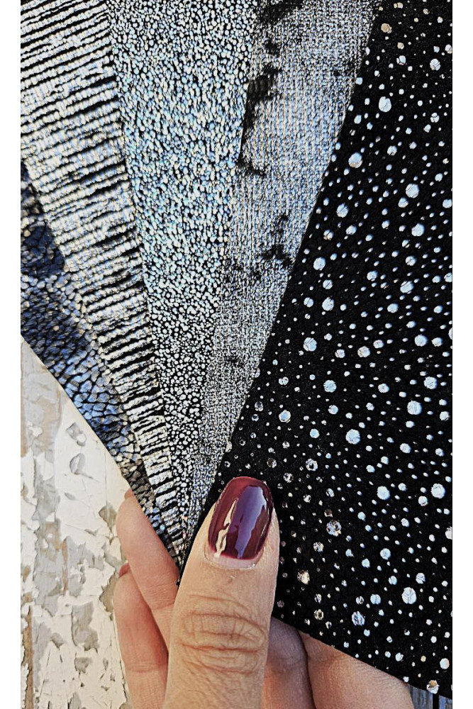 5 Selected leather scraps, BLACK and...