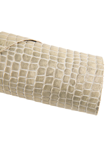 LIGHT GOLD crocodile embossed cowhide, metallic glazed leather hide, croc printed soft calfskin