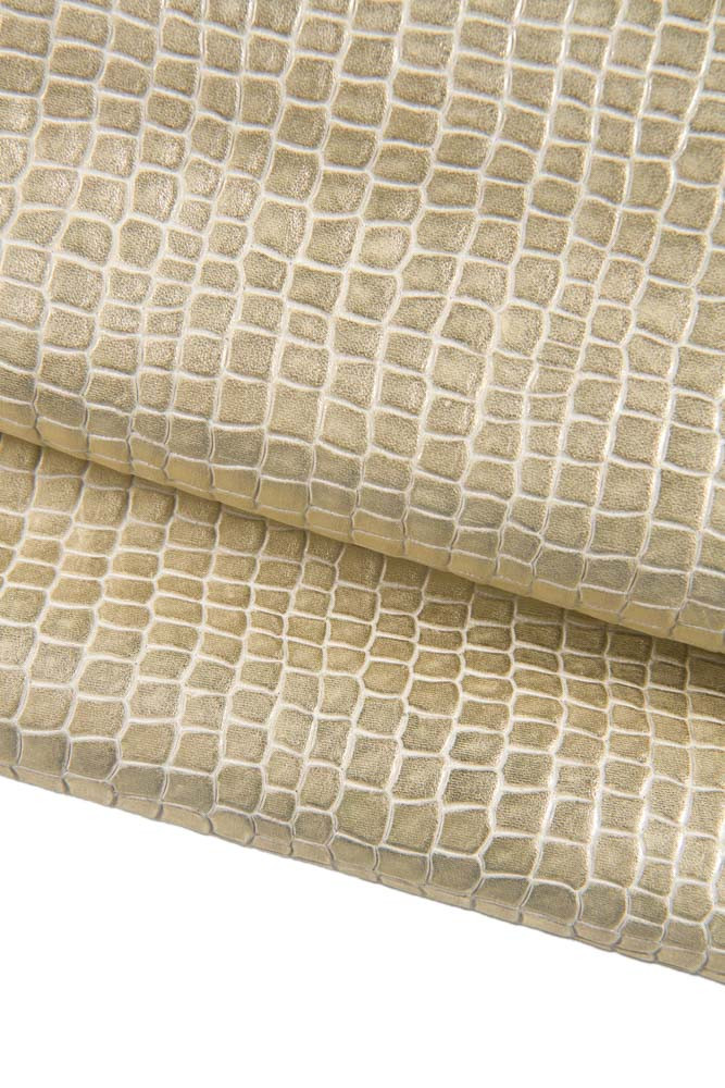LIGHT GOLD crocodile embossed...
