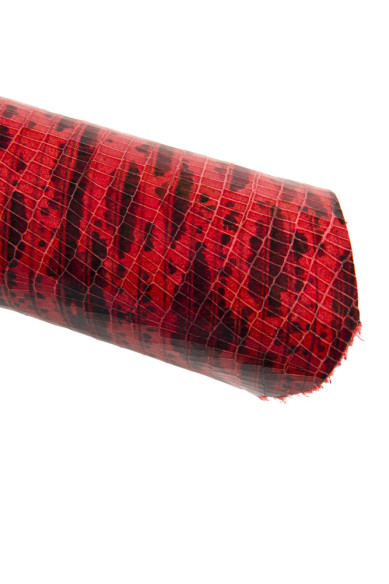 CROCODILE textured LEATHER hide, red and black glossy croc printed calfskin, alligator pattern on soft cowhide