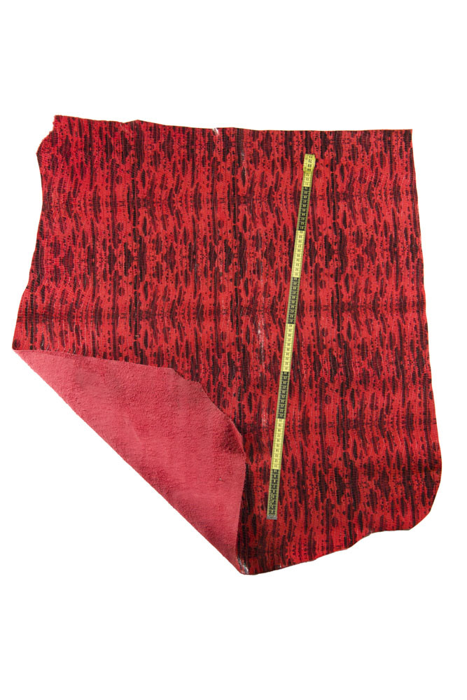 CROCODILE textured LEATHER hide, red...