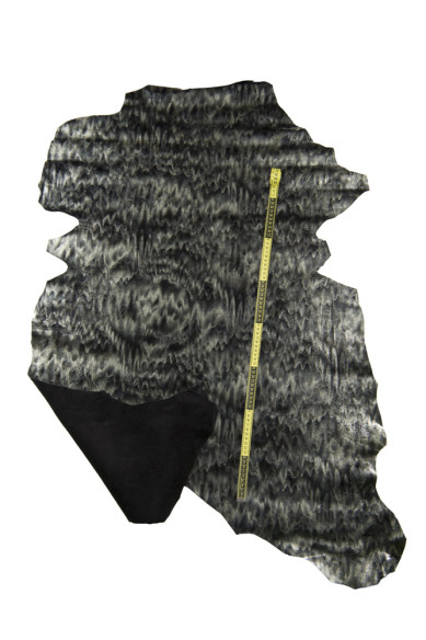 PELLE GRIGIO - nero stampa onda, pellame di vernice naplak stampato, capra lucida morbida 0.8 -1.0 mm