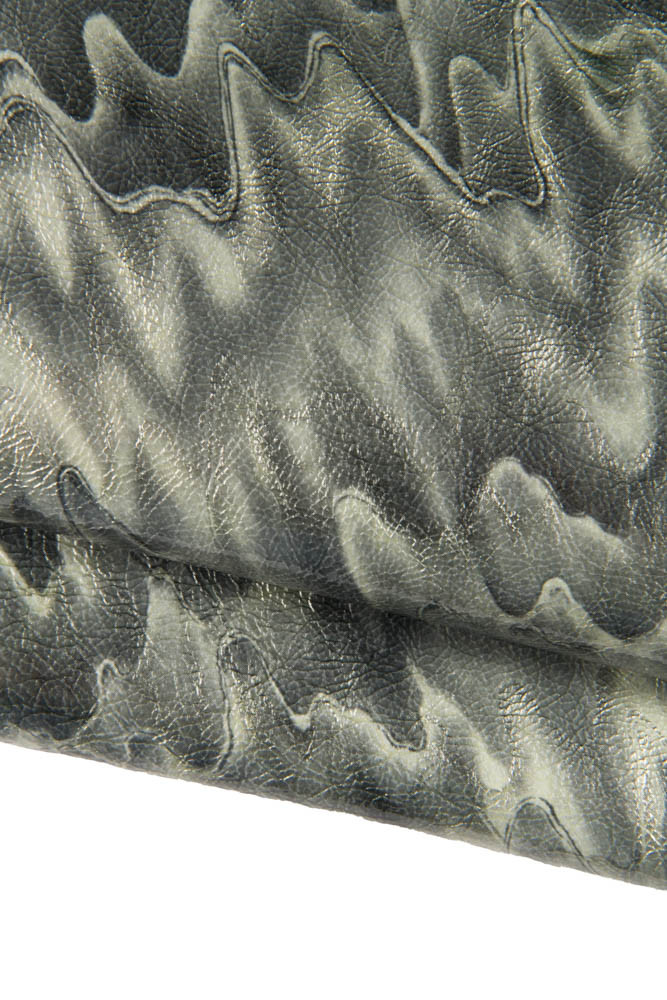 GREY WAVE printed leather skin,...