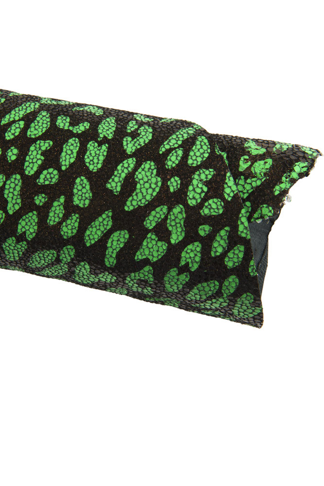 LEOPARD TEXTURED leather skin, green...