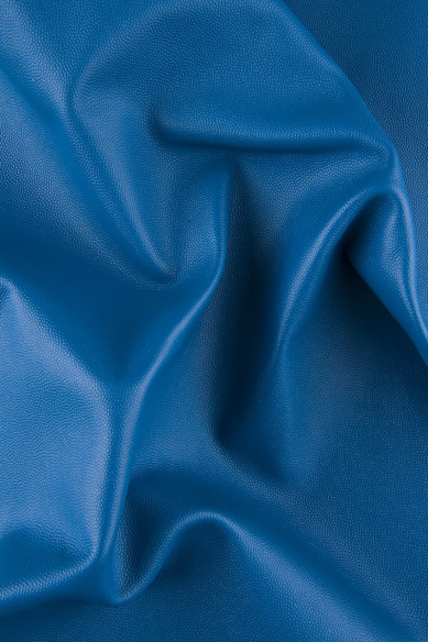 Pellame AZZURRO stampa grana piccola, vitello blu lucido, pelle tinta unita stampata, 1.3 - 1.5 mm