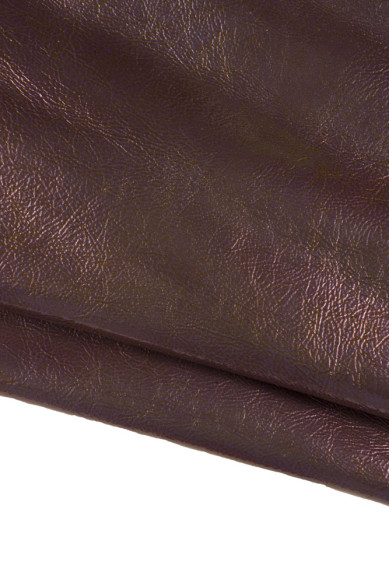 PELLE CANGIANTE morbida, capra verniciata metallizzata effetto stropicciato, pellame lucido naplak, 0.9-1.1 mm