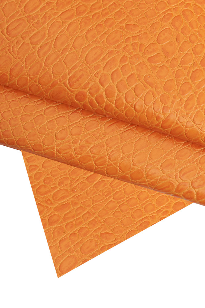 ORANGE crocodile embossed leather...