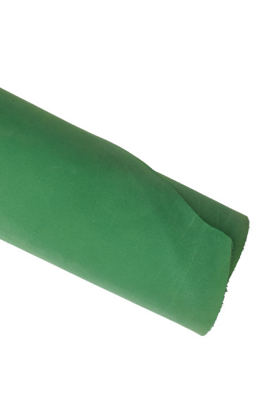 Green SUEDE leather hide, nubuck solid color cowhide, soft calfskin 1.1 - 1.3 mm