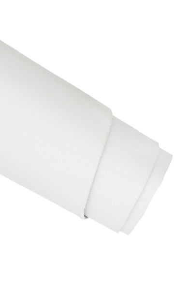 White SMOOTH leather hide, solid color soft cowhide, sporty matt calfskin, 0.8 - 1.0 mm