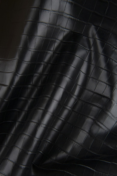 GREY crocodile printed leather hide, classic croc embossed cowhide, gray glossy calfskin 1.1 - 1.3 mm