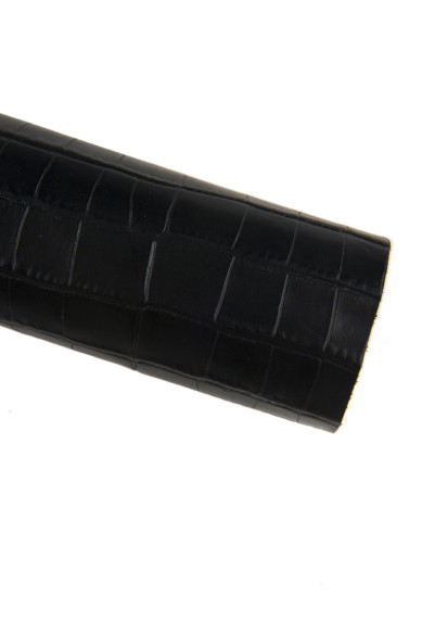 GREY crocodile printed leather hide, classic croc embossed cowhide, gray glossy calfskin 1.1 - 1.3 mm