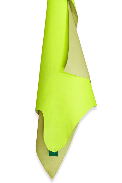 NEON yellow embossed leather hide, saffiano like printed cowhide, fluo yellow calfskin 1.3 - 1.6 mm