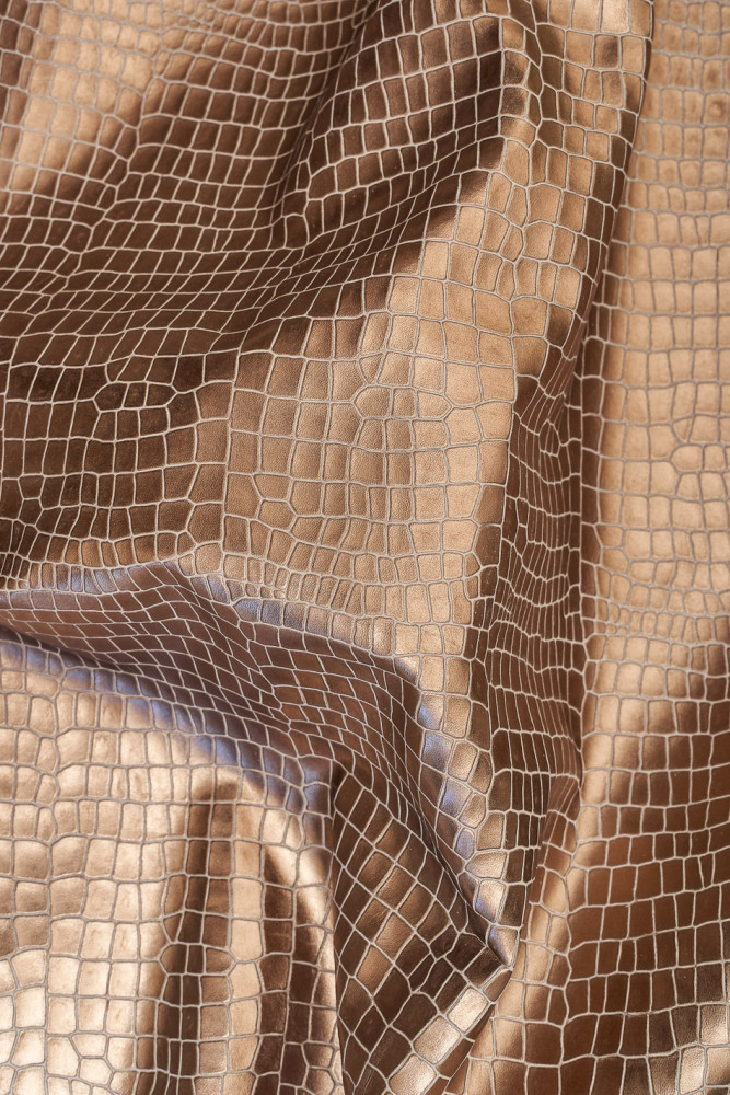 Pellame stampato coccodrillo RAME,...