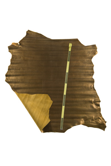 Pelle morbida BRONZO, nappa laminata marrone, pellame metallizzato morbido 0.7 -0.8 mm  per hobbisti