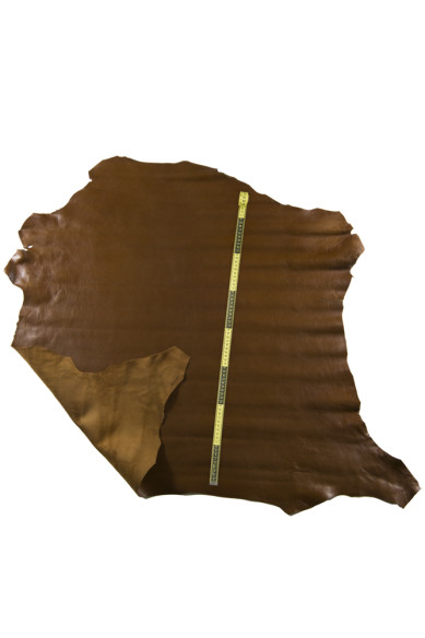 Brown soft lambskin NAPPA, high quality smooth silky sheepskin, glossy leather hide, 0.7 - 0.9 mm