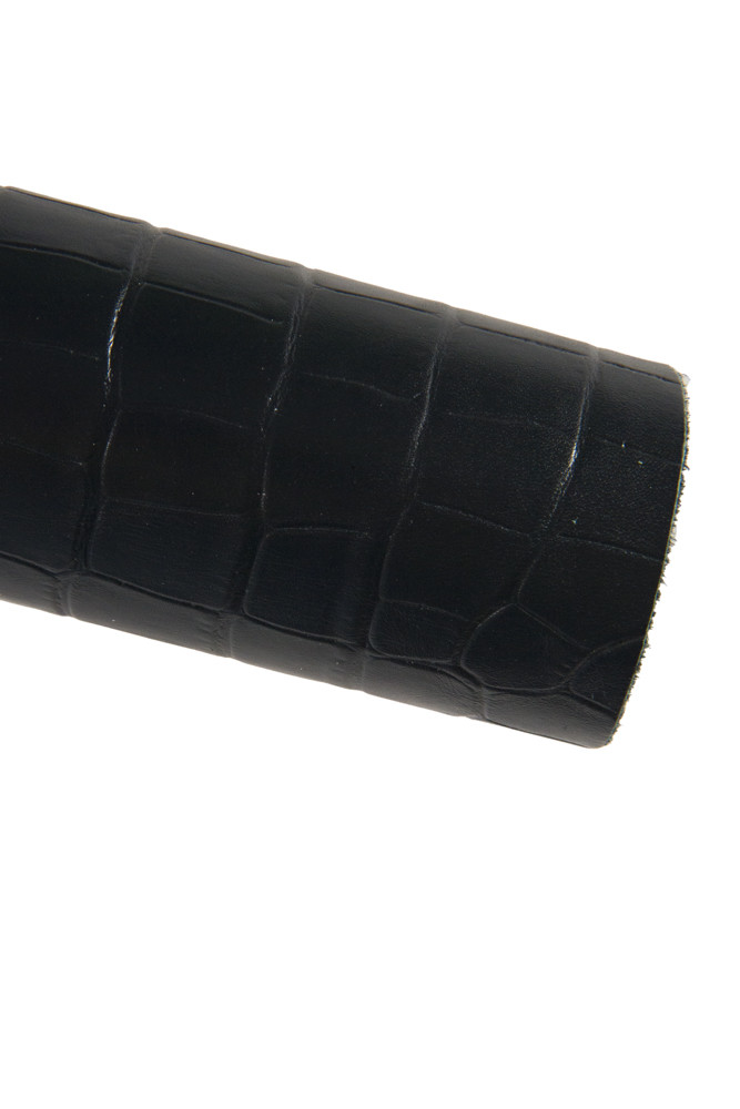 Night BLUE crocodile embossed leather...