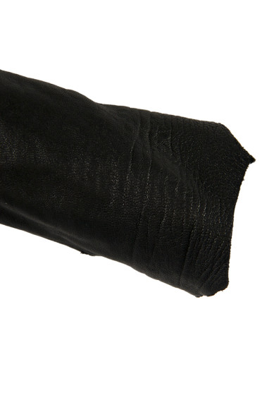 Black semi glossy LEATHER skin, washed sheepskin with irregular grain, silky semi glossy lambskin, 1.6 - 1.8 mm