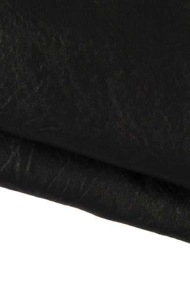 Pellame di AGNELLO nero super morbido, pelle lavata con grana irregolare, pellame setoso semi lucido 1.6 - 1.8 mm