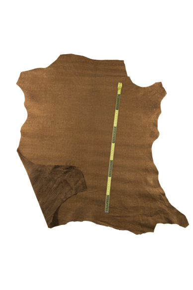 Pelle marrone stampa coccodrillo, NABUK su capra stampa COCCO, pellame morbido scamosciato 0.6 - 0.7 mm