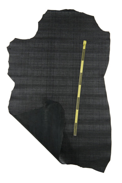 Black CROCODILE printed leather skin, croc embossed goatskin, metallic carved hide, medium softness