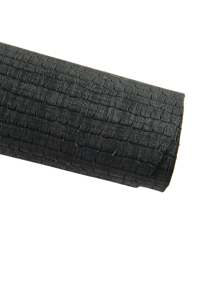 Black CROCODILE printed leather skin,...