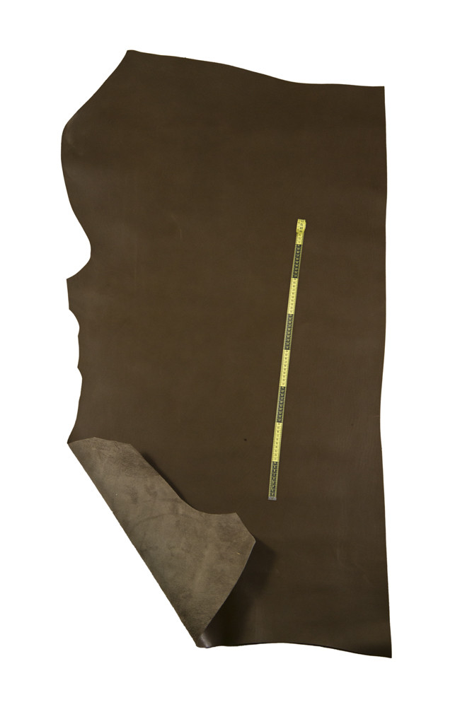 Brown SMOOTH leather hide, glossy...
