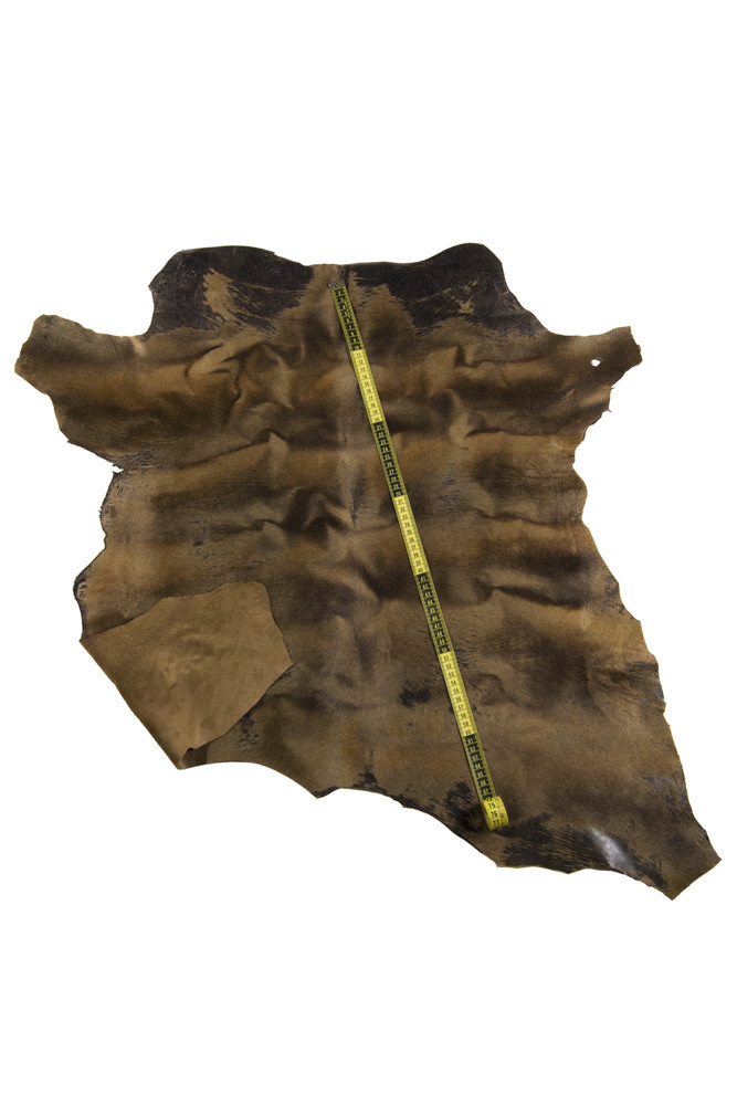 Brown VINTAGE hair on leather hide,...