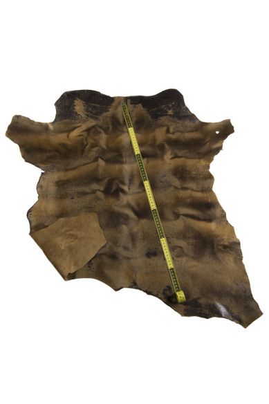 Brown VINTAGE hair on leather hide, shaded distressed AGED pony calfskin ideal for crafters