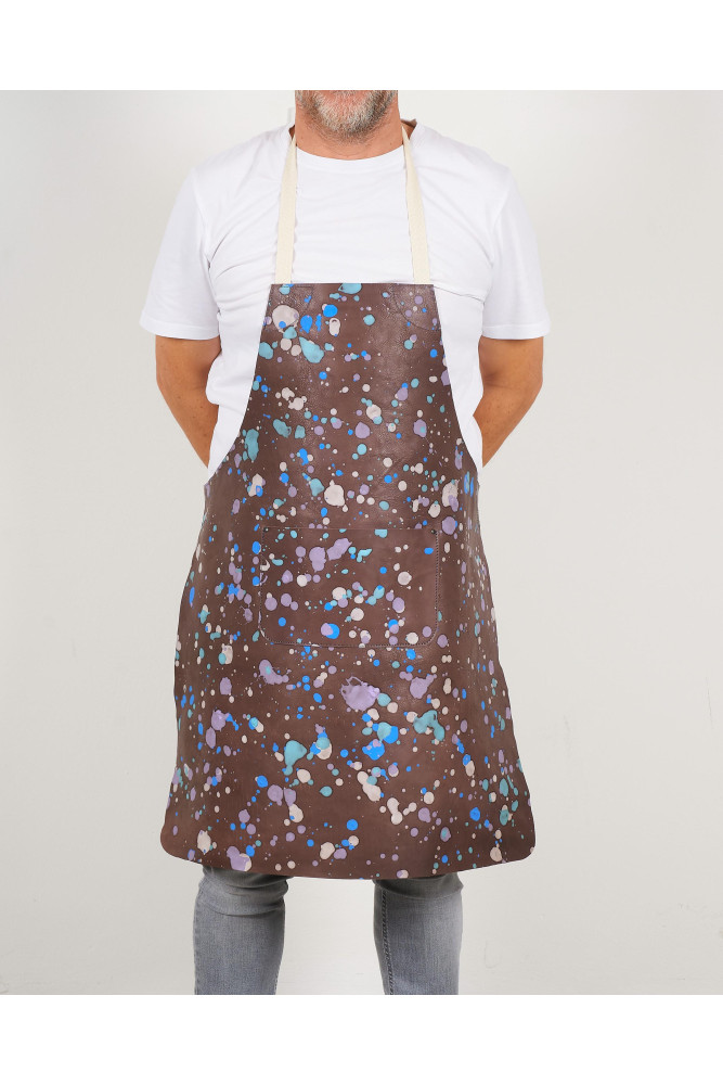 Unisex APRON in Hand-Painted Leather...