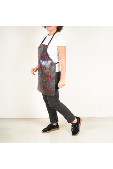 Unisex APRON in Hand-Painted Leather - CROC, REPTILE Embossed leather hides -  Elegant, Unisex and Versatile, Perfect for Origin