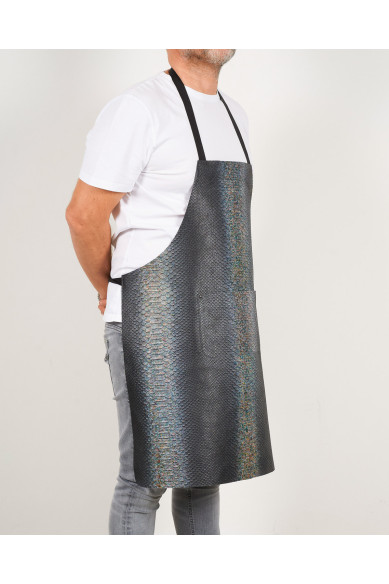 Unisex APRON in Hand-Painted Leather - CROC, REPTILE Embossed leather hides -  Elegant, Unisex and Versatile, Perfect for Origin
