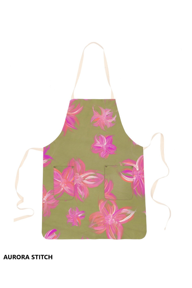 Unisex APRON in Hand-Painted Leather...
