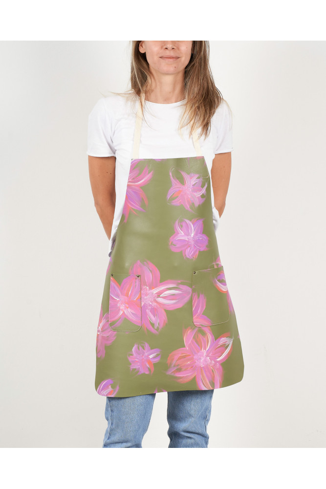 Unisex APRON in Hand-Painted Leather...