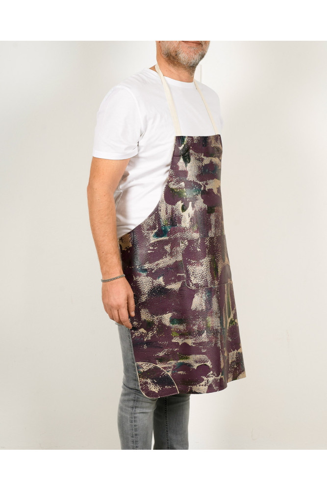 Unisex APRON in Hand-Painted Leather...