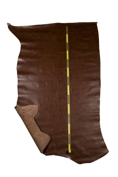 Vitello concia VEGETALE marrone cioccolato, pellame sportivo STROPICCIATO vera pelle italiana morbida lucida