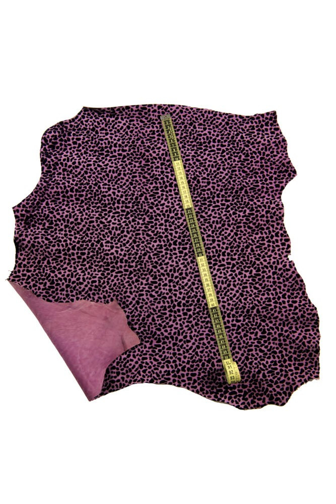 Pelle stampa ANIMALIER viola nero,...