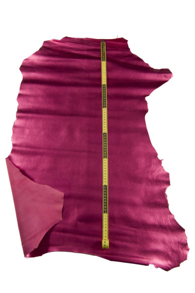 Pale RED METALLIC smooth lambskin, premium quality glazed leather skin, soft sheepskin 0.7 - 0.9 mm perfect for DIY projects