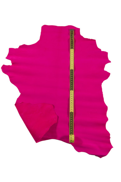 FUCHSIA suede leather skin, soft goatskin in bright color deep pink, ideal for DIY projects