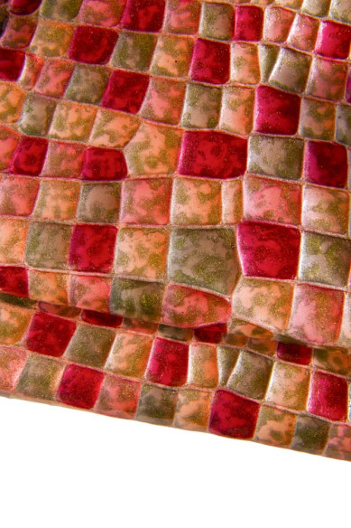 5 premium METALLIC printed leather pieces, colorful italian skins with animal and geometrical textured perfect for DIY projects