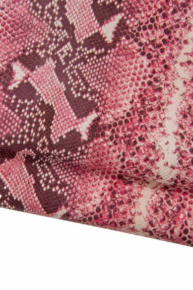 Pelli ROSSE abbinate, mix di 2 pellami alta qualita tono rosso, capra stampa PITONE e laminato liscio, per hobbisti