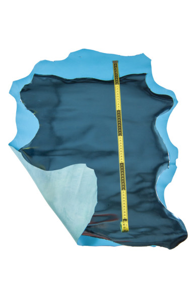 Light blue LEATHER skins, 2 skyblue matching hides, top quality set of MIRROR metallic and smooth sheepskin as per picture