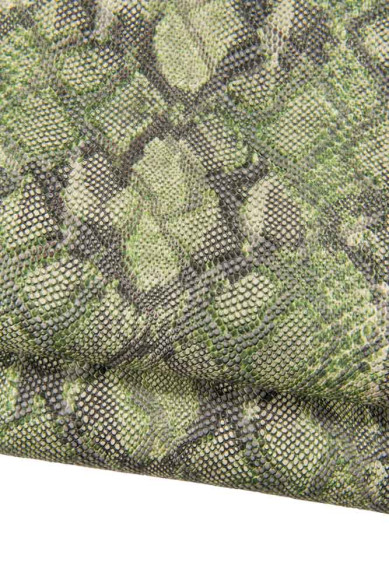 GREEN luxury leather boundle, 2 matching goatskins, 1 smooth sheepskin and PYTHON printed hides, top quality