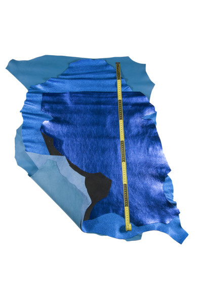 3 BLUE matching leather skins, bolundle of top quality italian hides, 2 metallic goatskins and 1 soft nappa lambskin