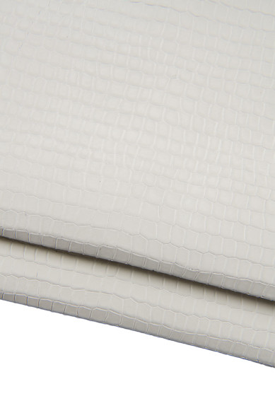 Off white CROCODILE embossed leather hide, soft matt croc printed cowhide, genuine cowhide ideal for handcrafting