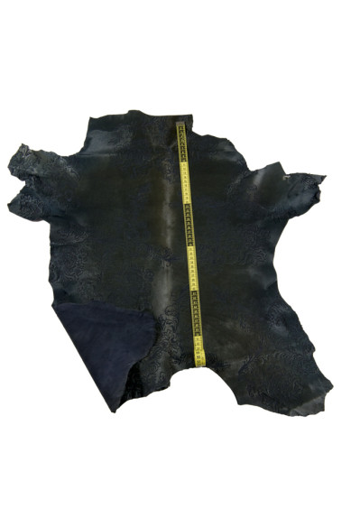 Greenish GRAY floral textured pony calfskin, flower print on soft fine hair on leather hide