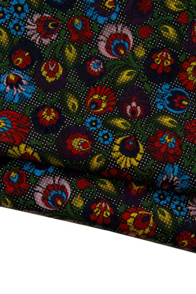 Pelle floreale MULTICOLOR, capra scamosciata disegno FIORI, pellame lucido colorato per il fai da te