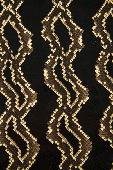 PYTHON textured glossy leather hide, black brown beige reptile printed cowhide, snake pattern on calfskin, medium softness